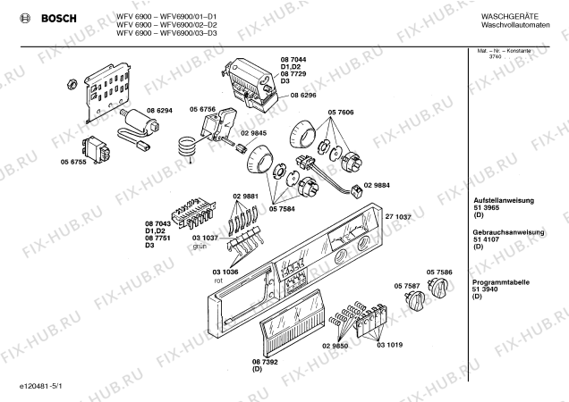 Схема №4 WFV6900 с изображением Панель управления для стиральной машины Bosch 00271037