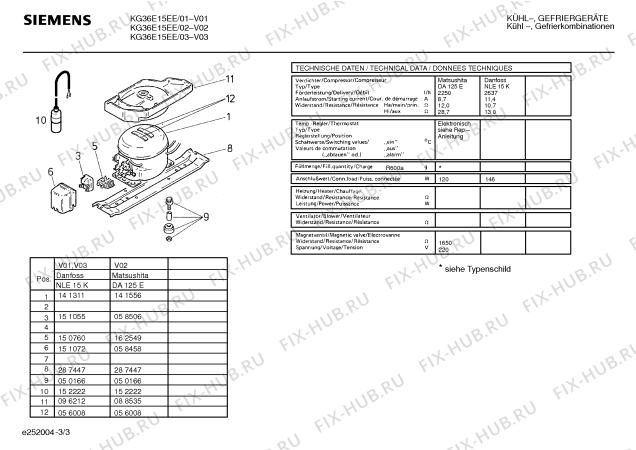 Схема №3 KG36E15EE с изображением Инструкция по эксплуатации для холодильной камеры Siemens 00517612