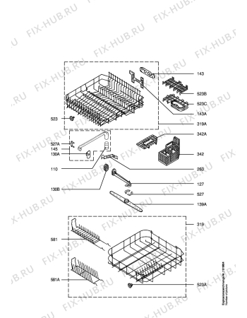 Взрыв-схема посудомоечной машины Aeg FAV4061W - Схема узла Baskets, tubes 061