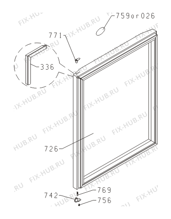 Схема №3 PCR06BATSS (151307, VK1661) с изображением Дверь для холодильной камеры Gorenje 152300