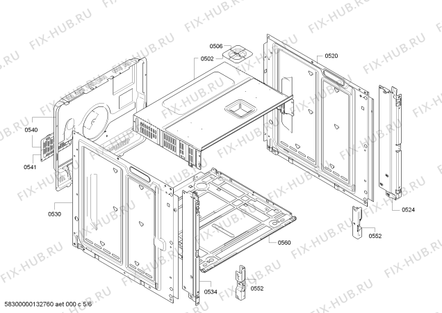 Взрыв-схема плиты (духовки) Bosch HBR36B650 - Схема узла 05