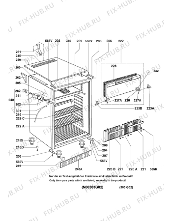 Взрыв-схема холодильника Electrolux RH303L - Схема узла Housing 001