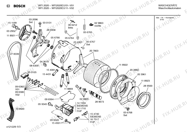 Взрыв-схема стиральной машины Bosch WFI2020EU WFI2020 - Схема узла 03