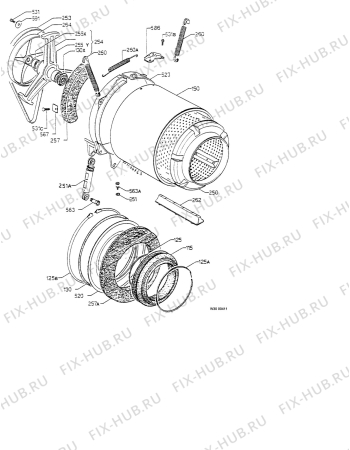 Взрыв-схема стиральной машины Electrolux EW1020F - Схема узла Drum