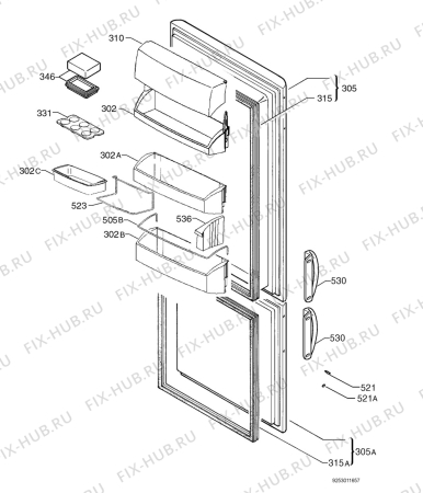 Взрыв-схема холодильника Aeg S2646KG6 - Схема узла Door 003