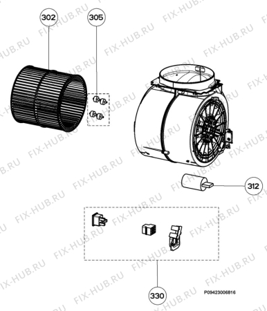 Взрыв-схема вытяжки Electrolux EFC1060X - Схема узла Section 3