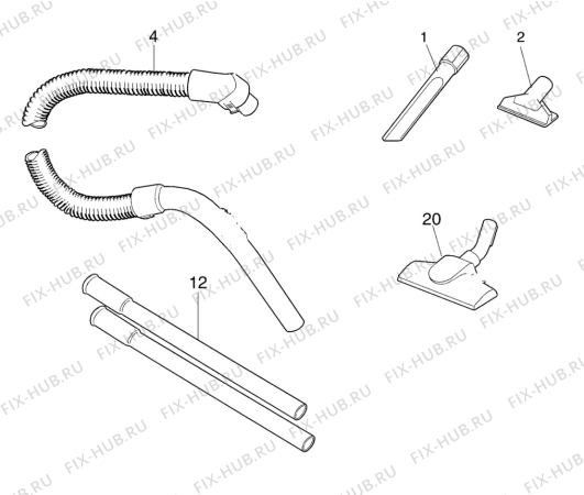 Взрыв-схема пылесоса Electrolux 2105 - Схема узла Accessories