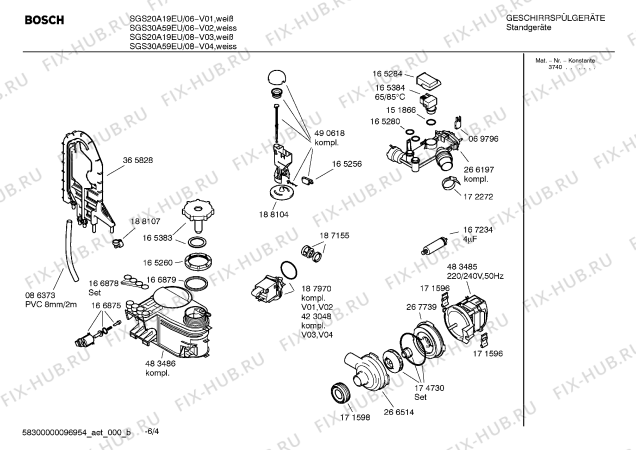Схема №5 SGS20A19EU с изображением Инструкция по установке/монтажу для посудомойки Siemens 00584602