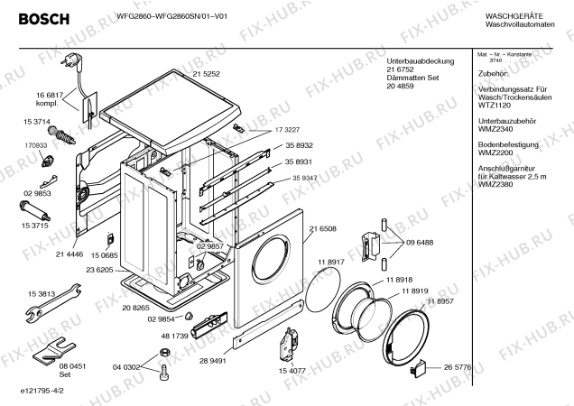Схема №3 WFG2860SN WFG2680 с изображением Инструкция по установке и эксплуатации для стиралки Bosch 00526898