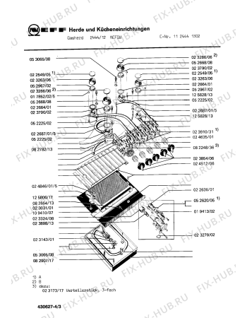 Взрыв-схема плиты (духовки) Neff 1124441302 2444/12NEFGW - Схема узла 03