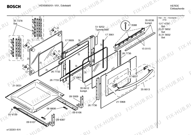 Взрыв-схема плиты (духовки) Bosch HEN5850 - Схема узла 04