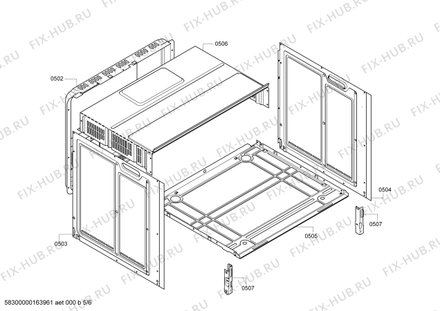 Взрыв-схема плиты (духовки) Bosch HBN211E2M - Схема узла 05