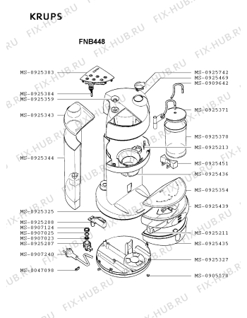 Взрыв-схема кофеварки (кофемашины) Krups FNB448 - Схема узла FP002928.3P4