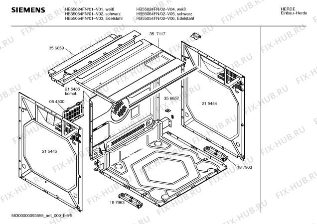 Взрыв-схема плиты (духовки) Siemens HB55054FN - Схема узла 05