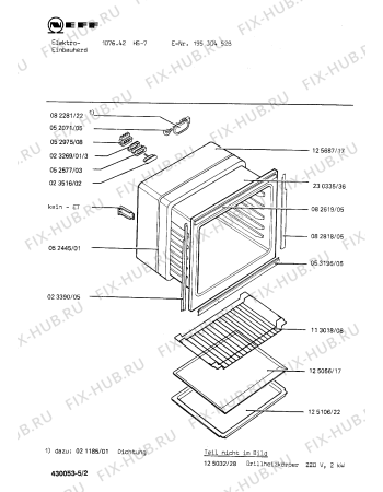 Взрыв-схема плиты (духовки) Neff 195304528 1076.42HS-7 - Схема узла 02