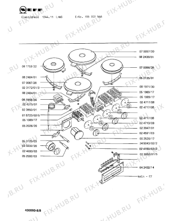 Взрыв-схема плиты (духовки) Neff 195303040 1344.11LHWS - Схема узла 08