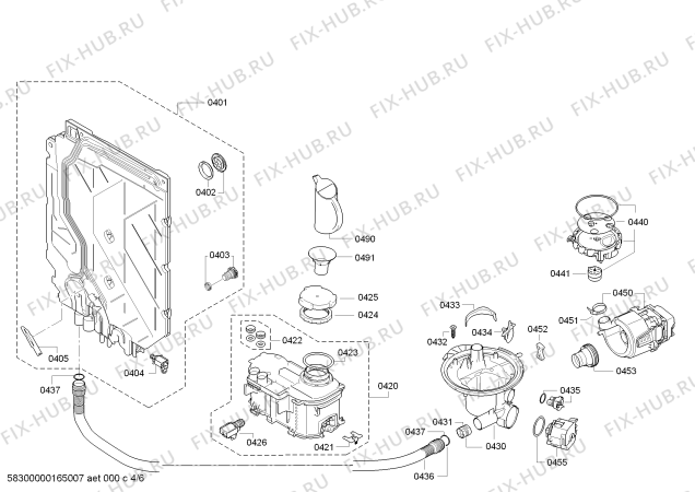 Взрыв-схема посудомоечной машины Bosch SMS50D52EU SilencePlus - Схема узла 04