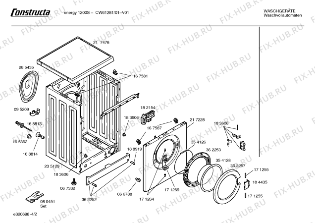 Схема №3 CW61281 Constructa 1200S с изображением Таблица программ для стиралки Bosch 00419089