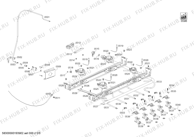 Взрыв-схема плиты (духовки) Bosch HSG14I20SC HSG14I20SC Cocina a gas Bosch Inox - Схема узла 05