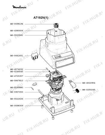 Взрыв-схема блендера (миксера) Moulinex A7192N(1) - Схема узла 5P001163.3P2