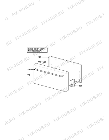 Взрыв-схема плиты (духовки) Tricity Bendix SB200/3W - Схема узла H10 Grill door assy