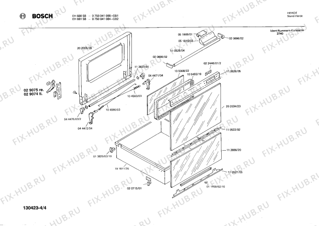 Взрыв-схема плиты (духовки) Bosch 0750041084 EH681SB - Схема узла 04