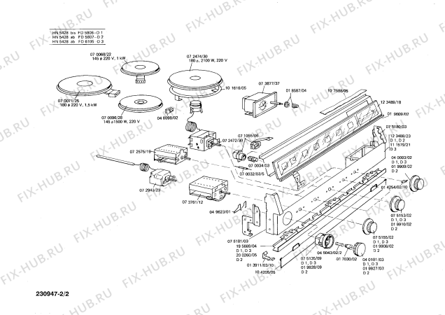 Взрыв-схема плиты (духовки) Siemens HN5428 - Схема узла 02
