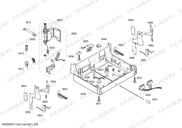 Взрыв-схема посудомоечной машины Siemens SE55M573EU - Схема узла 05