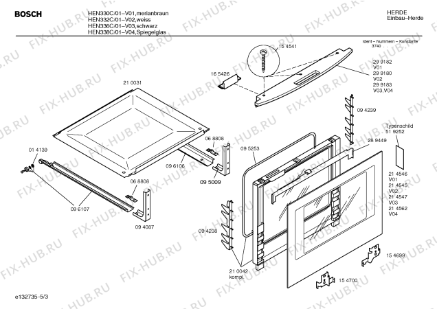 Схема №3 HEN330C с изображением Инструкция по эксплуатации для духового шкафа Bosch 00521315