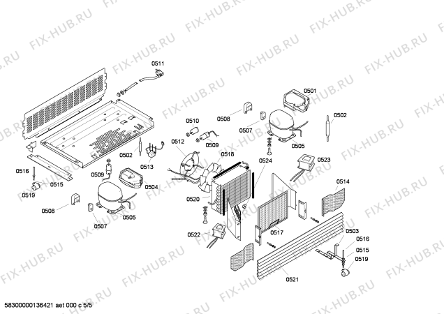 Взрыв-схема холодильника Gaggenau RW496260 - Схема узла 05