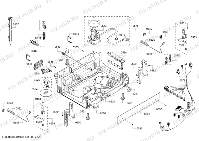 Взрыв-схема посудомоечной машины Bosch SHVM98W73N, SuperSilencePlus 40dBA - Схема узла 05