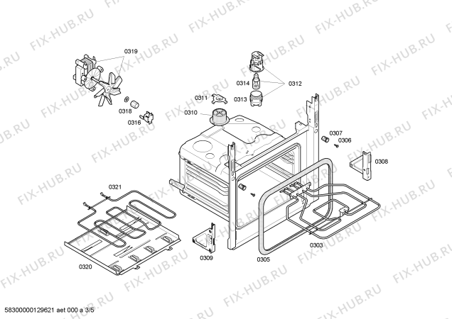 Схема №5 HBN41S320E Horno bosch indep.multif.blnc.c/minutero с изображением Передняя часть корпуса для плиты (духовки) Bosch 00446683