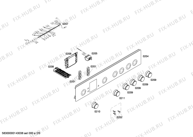 Взрыв-схема плиты (духовки) Bosch HSV443050N - Схема узла 02