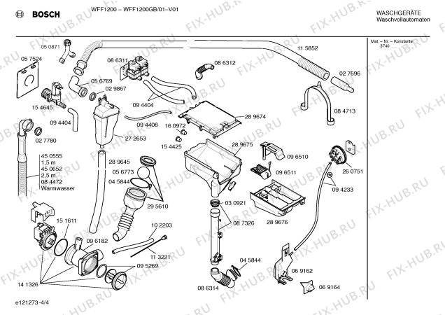 Взрыв-схема стиральной машины Bosch WFF1200GB, WFF1200 - Схема узла 04