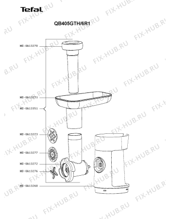 Схема №4 QB403GA3/6R1 с изображением Корпусная деталь для кухонного измельчителя Tefal MS-0A13237