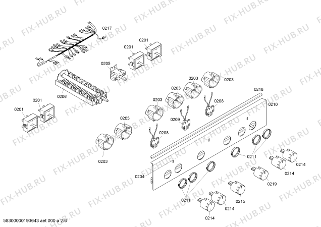 Взрыв-схема плиты (духовки) Bosch HCA722251U - Схема узла 02