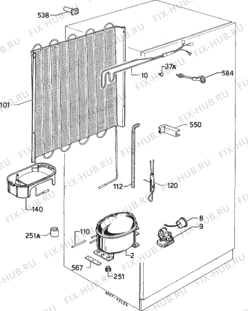 Взрыв-схема холодильника Zanussi ZFC18/8N - Схема узла Cooling system 017