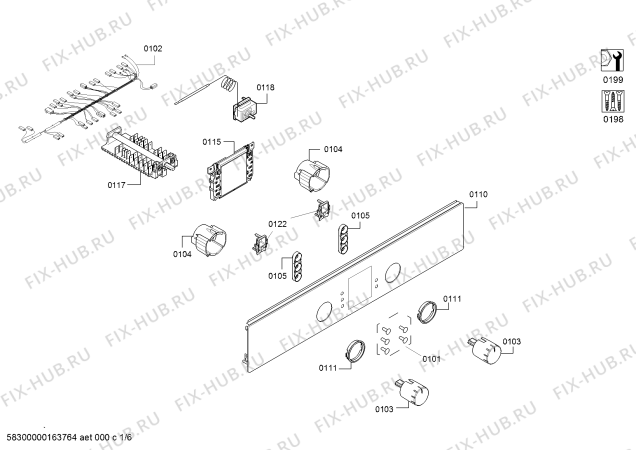 Схема №6 HBN239E1L с изображением Панель управления для плиты (духовки) Bosch 00676570