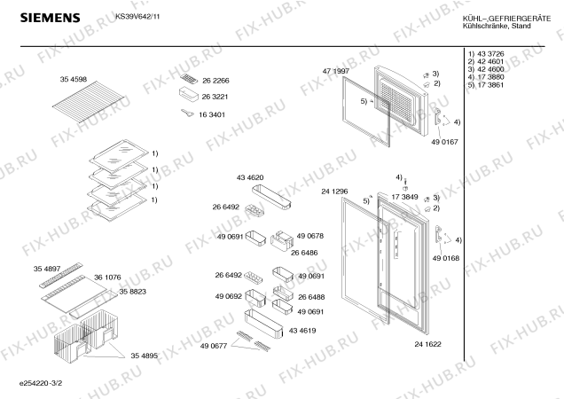 Схема №3 KS39V642 с изображением Дверь для холодильника Siemens 00241622