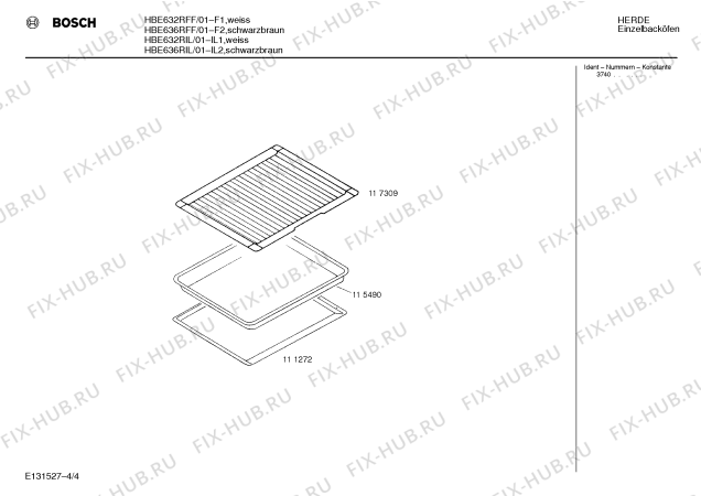 Схема №3 HBE636RIL с изображением Панель для плиты (духовки) Bosch 00282886