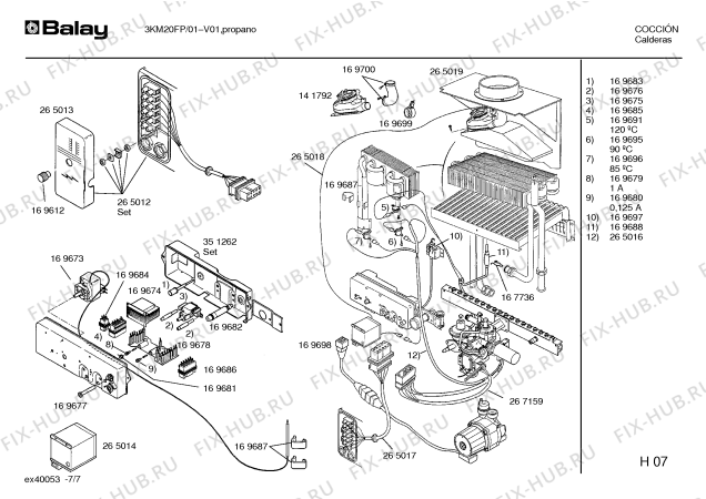 Взрыв-схема водонагревателя Balay 3KM20FP - Схема узла 07