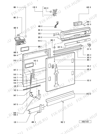 Взрыв-схема посудомоечной машины Whirlpool ADG 993/3 AV - Схема узла
