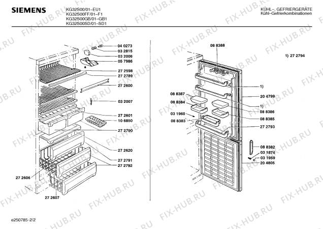 Взрыв-схема холодильника Siemens KG32S00FF - Схема узла 02