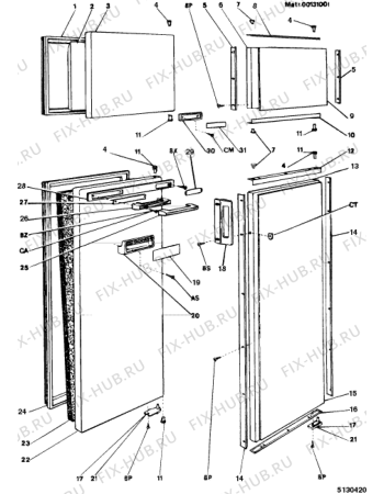 Взрыв-схема холодильника Ariston DF235FR (F003922) - Схема узла