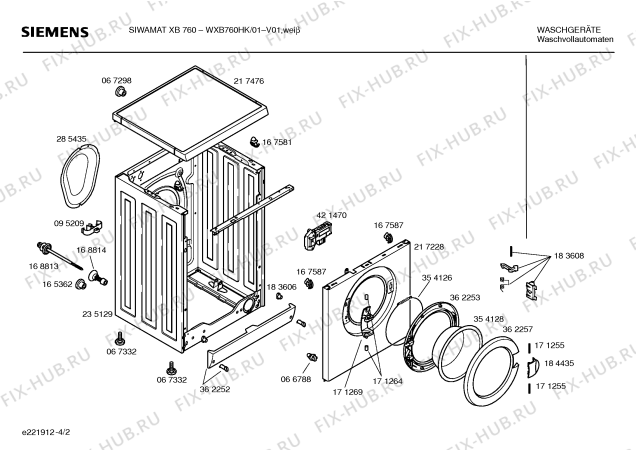 Взрыв-схема стиральной машины Siemens WXB760HK SIWAMAT XB760 - Схема узла 02