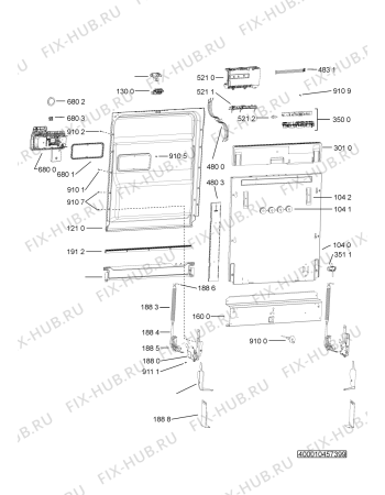 Схема №4 GSXP 6143 A+ DI с изображением Обшивка для посудомоечной машины Whirlpool 481010439128