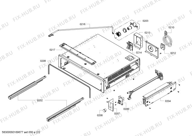 Взрыв-схема шкафа для подогрева посуды Gaggenau WS461710 - Схема узла 02