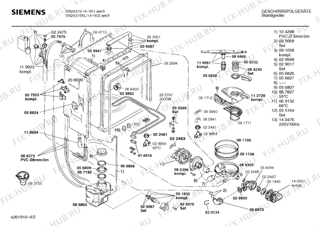 Взрыв-схема посудомоечной машины Siemens SN24315NL - Схема узла 02