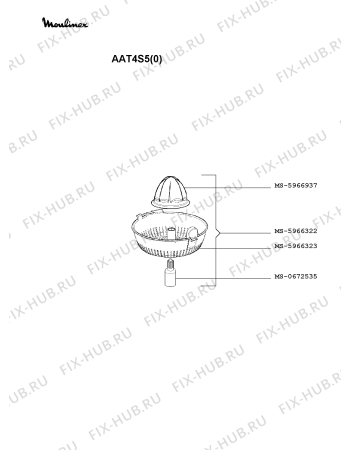 Взрыв-схема кухонного комбайна Moulinex AAT4S5(0) - Схема узла 3P000479.1P2