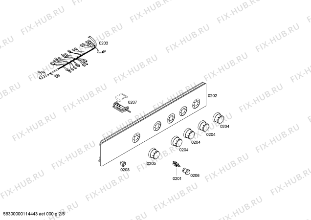 Взрыв-схема плиты (духовки) Bosch HSG122020E - Схема узла 02